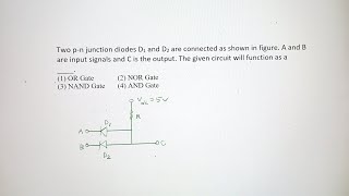 Two p-n junction diodes d1 and d2 are connected as shown in figure. A and B are input signals and c