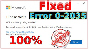 Hoe u het probleem oplost dat Office al wordt geïnstalleerd en foutcode 0-2035(0).✅
