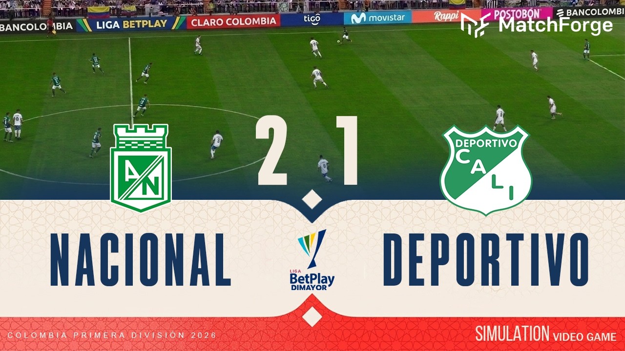 ⚽ NACIONAL 2-1 DEPORTIVO: Highlights | ColombiaPrimeraDivisión 2026 | Game Simulation/Recreation