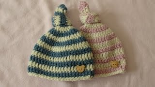 VERY EASY crochet baby knot hat / beanie - crochet hat for beginners