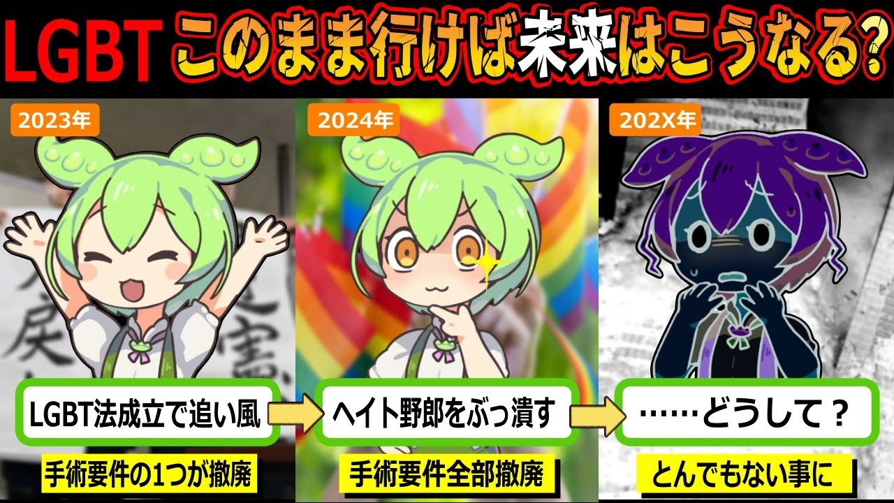 【実話になる？】LGBT！このまま行けば未来はこうなる？LGBT支援活動するずんだもんの末路は？【ずんだもん＆ゆっくり解説】