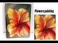 How to draw a flower painting acrylic painting on canvas