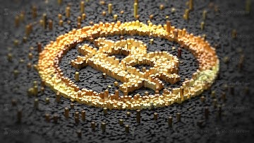 Crypto currency Gold Bitcoin - BTC - Bit Coin. 3d illustration