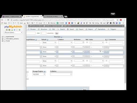 Codeanywhere Tutorials :: Create database - users table