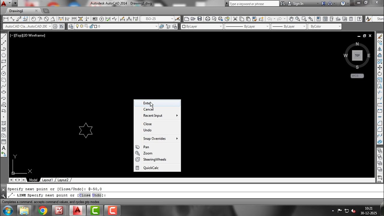 Star Diagram Using Relative Rectangular Coordinate (@x,y) in Auto Cad 2014