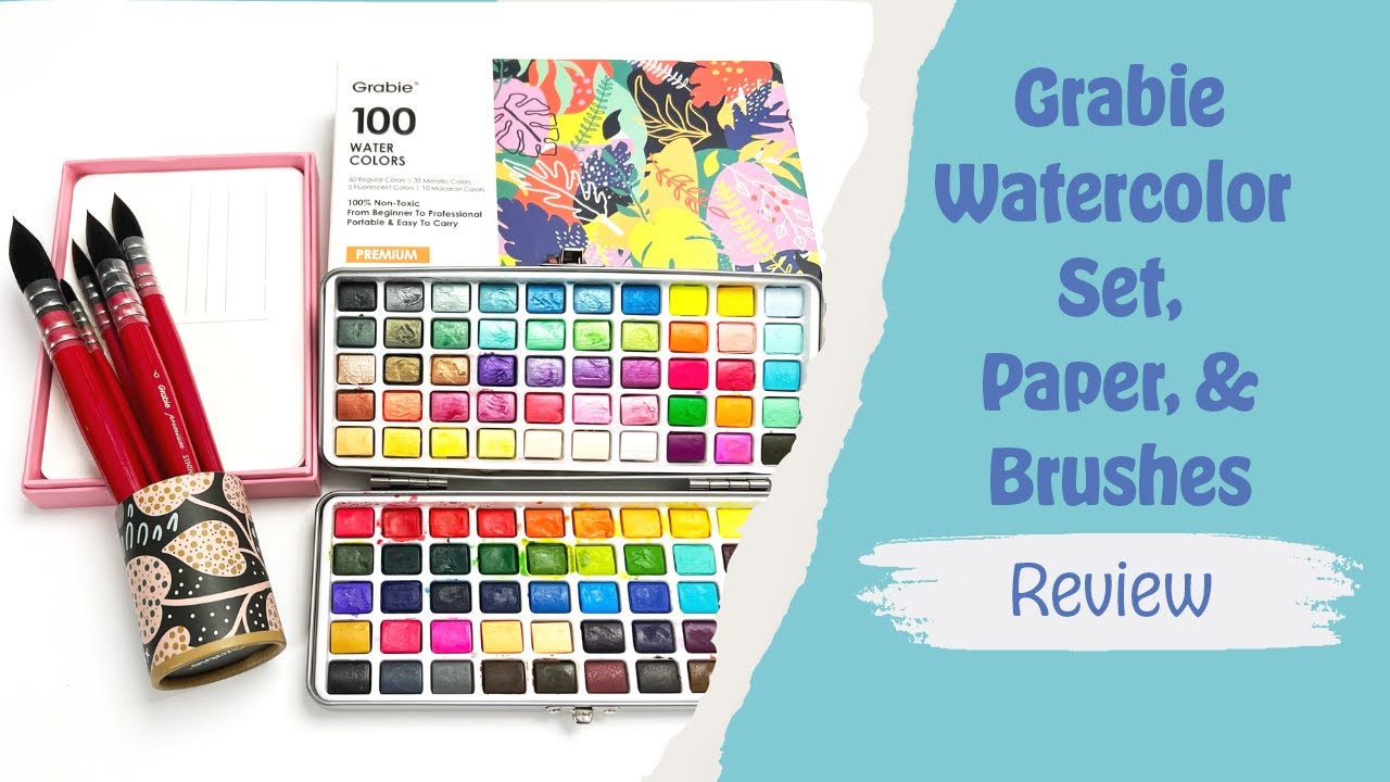 Grabie Watercolor Paint Set, 100 Colors Painting with Water Brush Pens and  Drawing Pencil, Great for Kids and Adults, Art Supplies, Perfect Starter