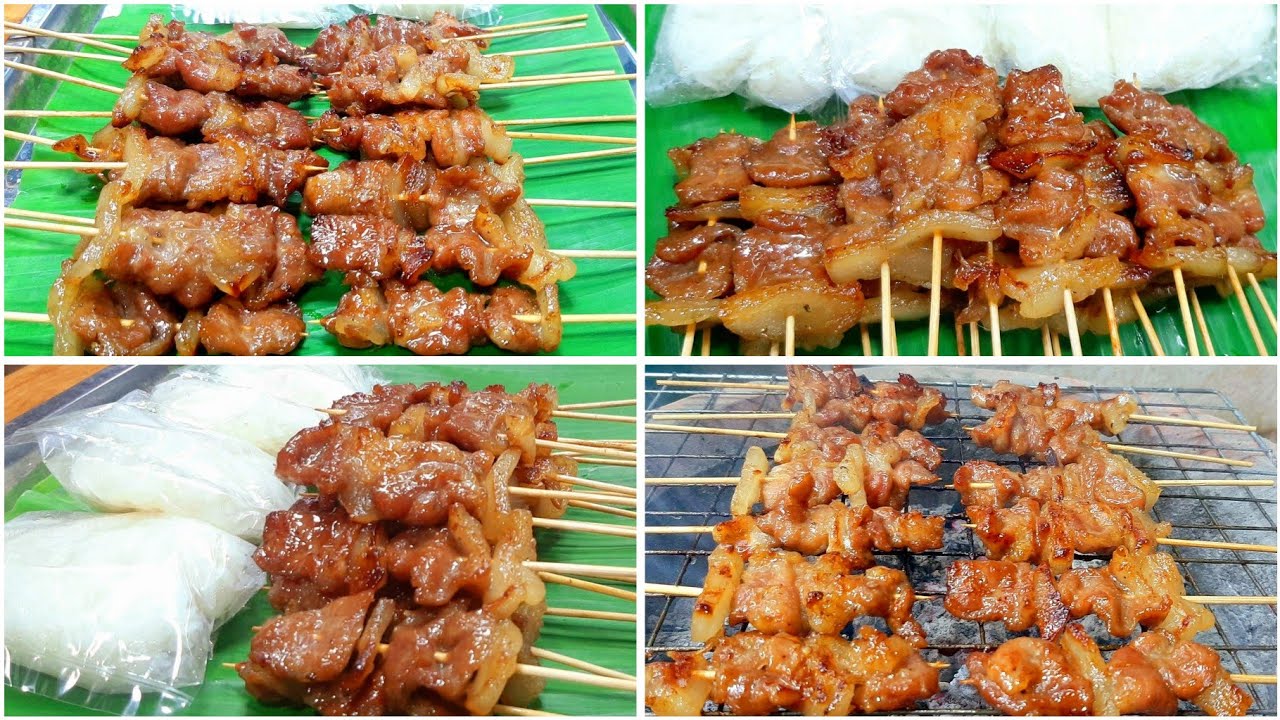 #หมูปิ้งไม้ละ5บาท ปิ้งตอนเช้าๆควันโขมง สูตรโบราณ หอมอร่อย ต้องสูตรนี้เลย กินกับข้าวเหนียวตอนเช้าๆ