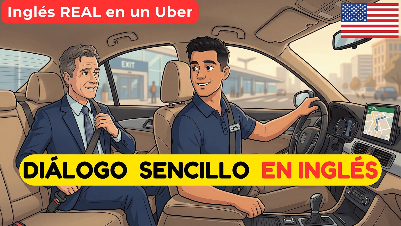 Inglés para conductores de taxi 🚕 | Conversación real con un pasajero en Uber (Acento Americano) 🇺🇸