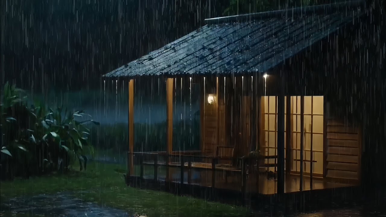 Peaceful Rain at Cozy Cabin 🌧️ Night Rain Sounds for Deep Sleep & Calm ...