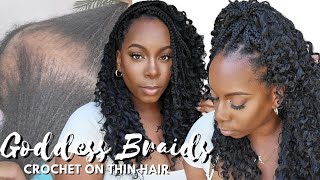 📢 BEST Crochet for THIN HAIR! 1hr Goddess Braids Install HACK 🚫 NO Tension NO Rubber Bands Toyotress