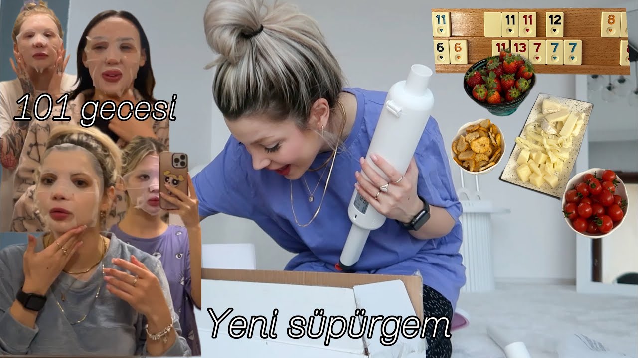 KIZLARLA 101 GECESİ ! Yeni Süpürgem , Günlük Vlog Büşra Pektaş @caglacetinozz @ececetinoz