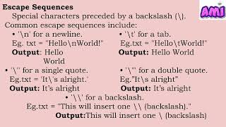 ICSE: Topic: Strings(Python) Subject: Robotics & Artificial Intelligence