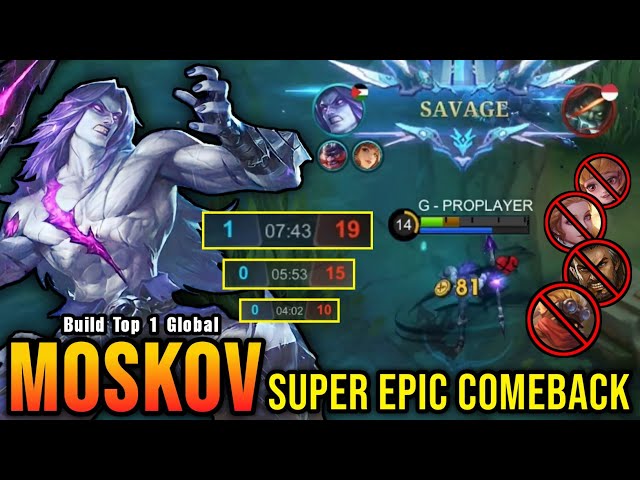 EPIC COMEBACK & SAVAGE!! Moskov The Game Changer!! - Build Top 1 Global Moskov ~ MLBB class=
