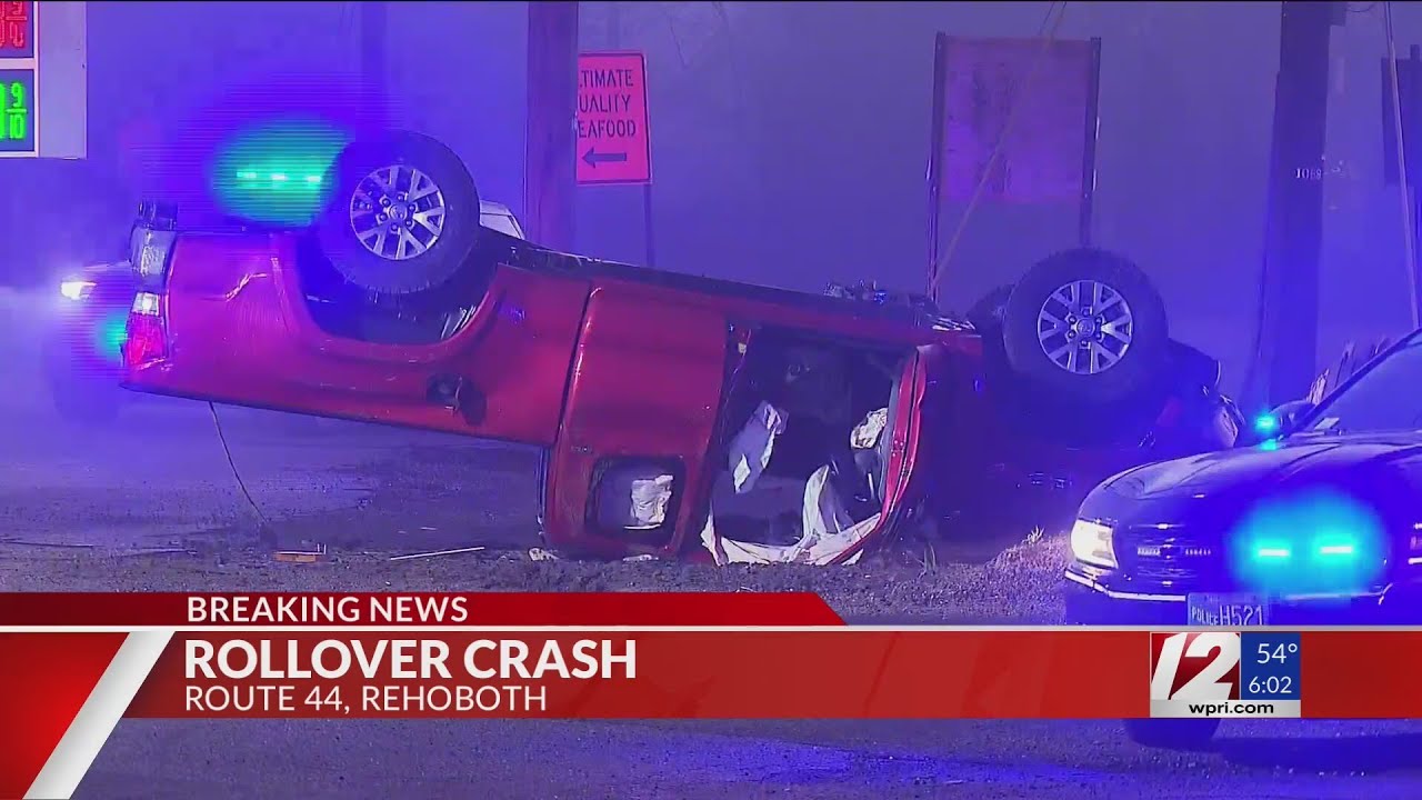 Rollover crash shuts down road in Rehoboth - YouTube