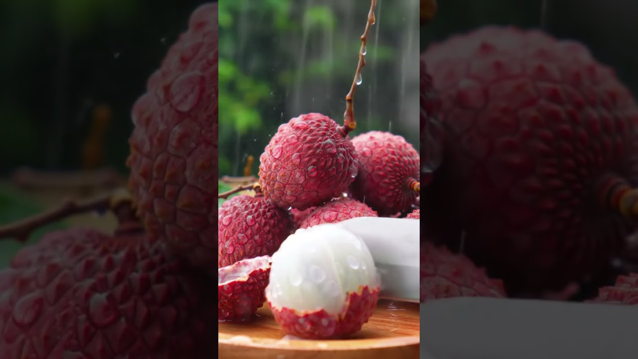 Lychee Cutting & Peeling ASMR 🌧️🍒 Juicy Crunchy Relaxing Sounds 