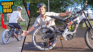 I FIT PLASTIC TYRES ON MY ELECTRIC DIRT BIKE  CRAZY DRIFT MODIFICATION!