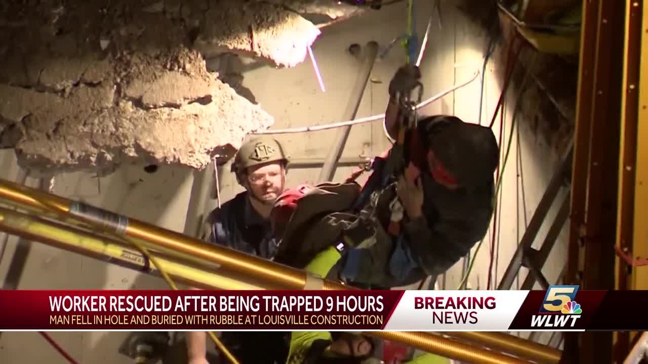 Worker rescued nearly 9 hours after getting trapped at Louisville ...