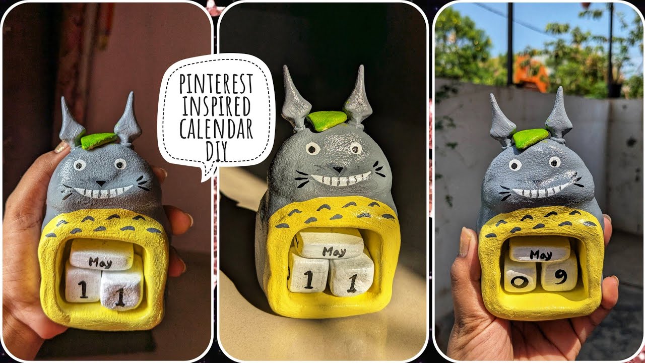 DIY Pinterest inspired clay calendar making at home/Totoro calendar DIY/Clay calender making