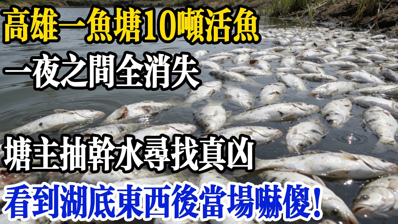 10噸活魚一夜全消失！高雄魚塭主氣炸抽乾水尋找真兇，看到湖底的東西後當場嚇傻！