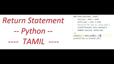 Python Basics || Return Statement || TAMIL