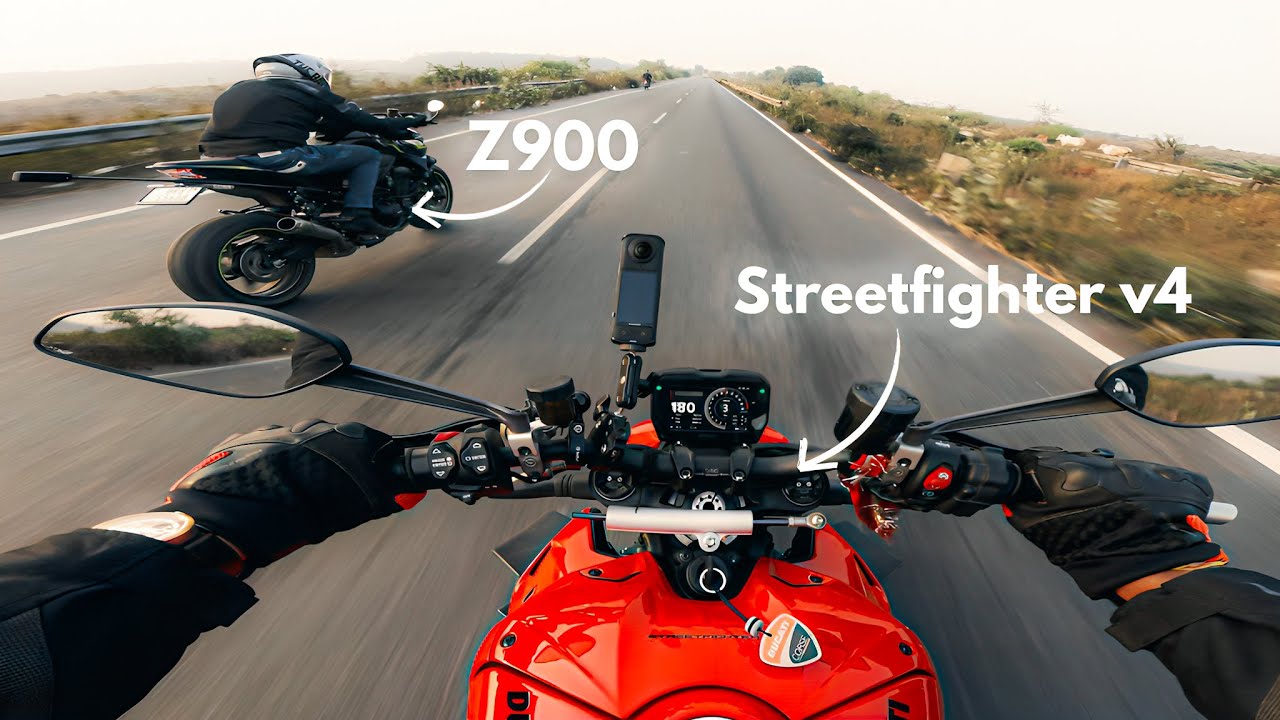 Kawasaki Z900 vs Ducati Streetfighter V4 - Naked Sport Ride | Exhaust Sound