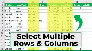 Select Multiple Columns & Rows in Microsoft Excel