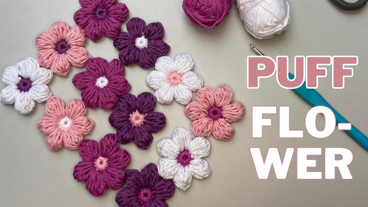 🌸how to crochet puff flowers🌸 - YouTube