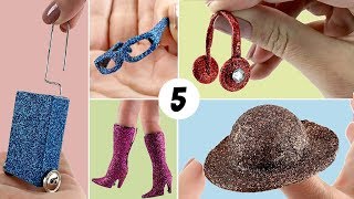 5 Glitter DIY Miniature Easy To Do For Barbie  Doll Stuff  Tips & Tricks