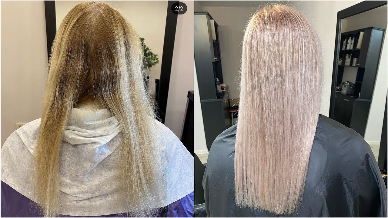 Blond correction with color melting / Блонд с растяжкой цвета - YouTube
