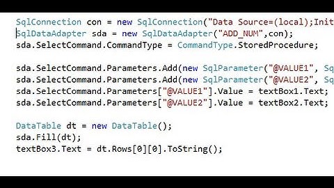 Part 2 C# Pass parameter to storeprocedure