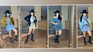 OUTFITS VAQUEROS// FALDAS Y BOTAS - YouTube