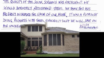 JoshHobbs.com Solar Screen Customer Written Review K