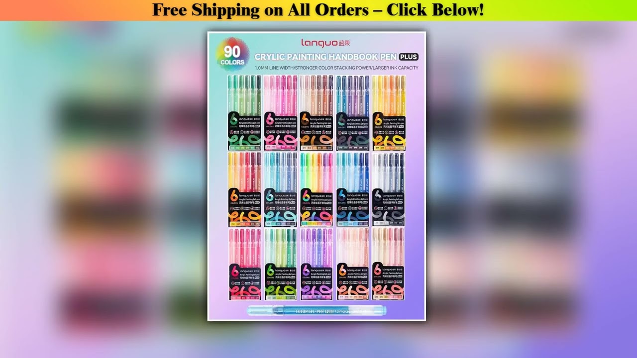 Languo 6/90 colors Acrylic Painting Handbook Pens Multi-Color Gel Pen Student Neutral Pen Writing
