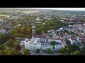 Wittenberg, Germany - Drone footage overview &amp; Flying away over Elbe