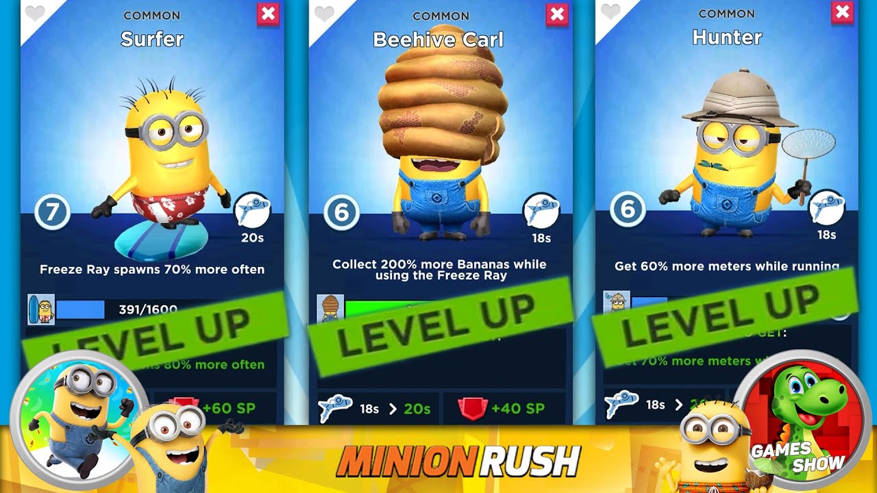 Beehive Carl Surfer Hunter Level Up Minion Rush Despicable Me Smash Event gameplay walkthrough
