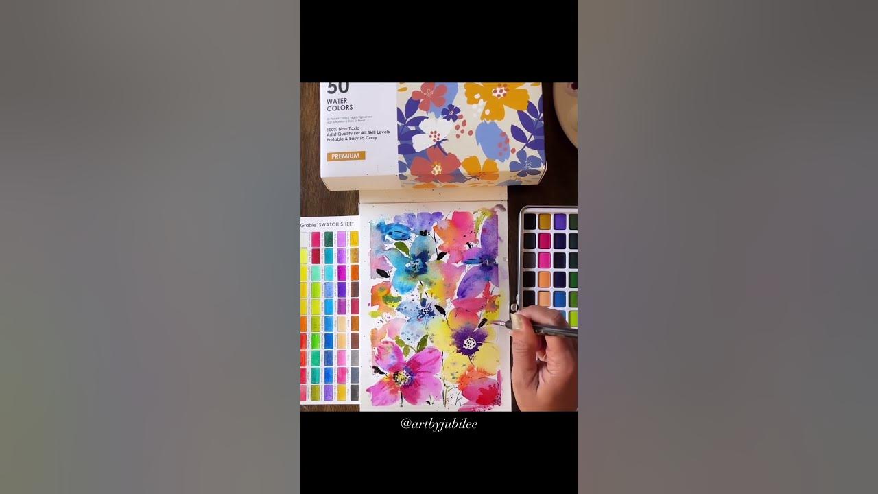 Grabie Premium Watercolor Set Of 100 With Brush 