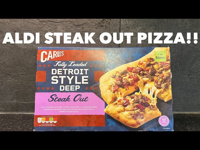 Aldi Carlos Fully Loaded Detroit Style Deep Steak Out Pizza Review | Aldi Pizza Review class=