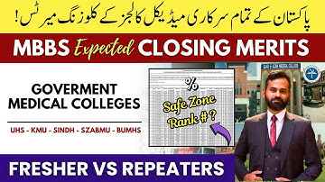 Expected MBBS Closing Merits in Government Medical Colleges 2025 | MDCAT Validity PMDC Court Case