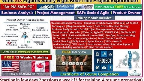 Monitor and Control Project  Process in BA-PM-PO-Safe track Guruschools Instructor led Training