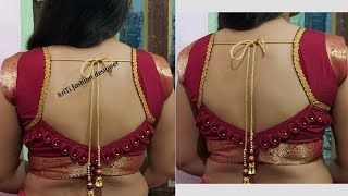 Very beautiful new letest back neck blouse design cutting and stitching very easy method screenshot 1