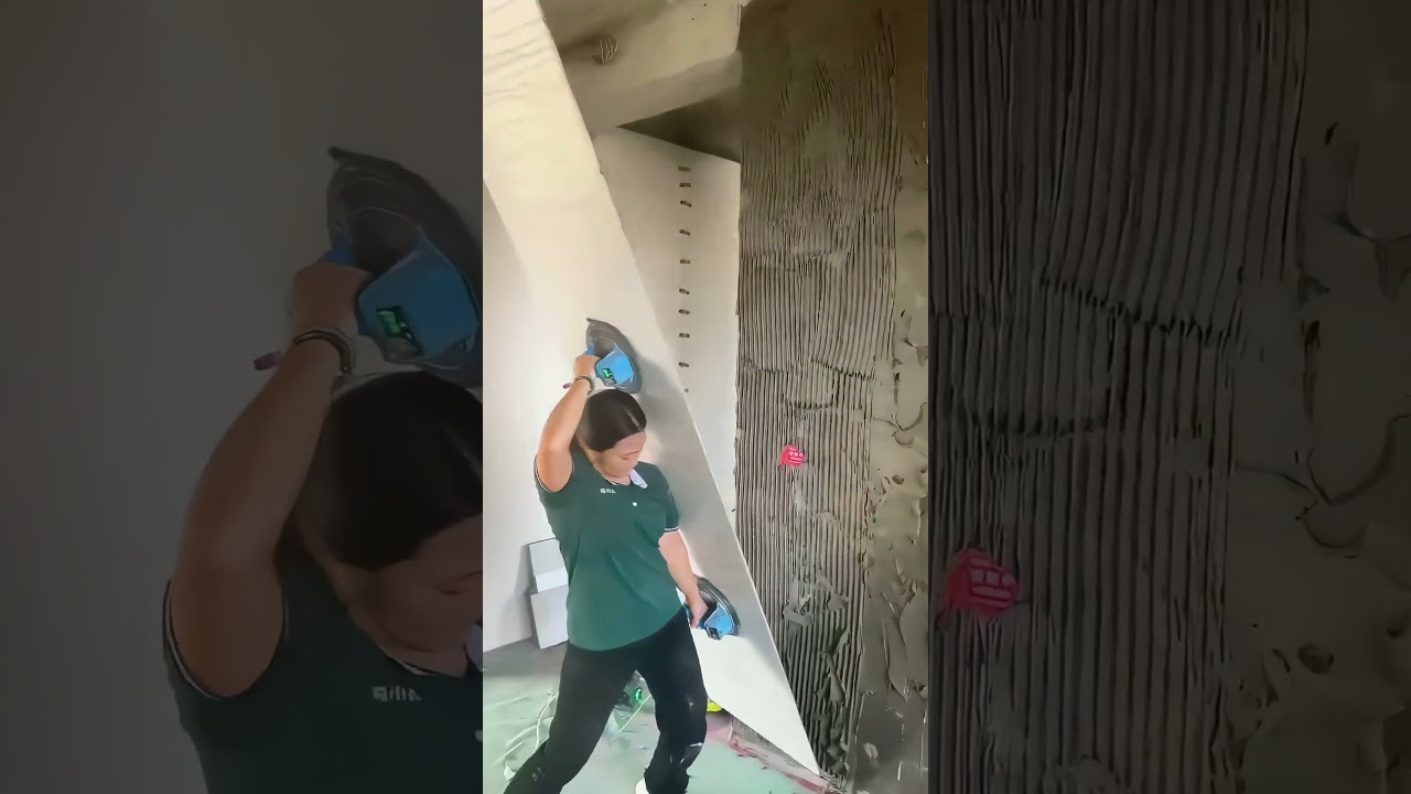 How She Efficiently Handles Large Panels with a Power Tool!