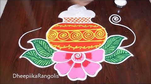 Sankranthi Pongal Special Rangoli Designs 5*3 dots - Bhogi Kundala Muggulu - pongal pot