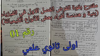 مقترح بقوة للفرض الفصل الاول في الفيزياء للسنة الاولى ثانوي علمي (رقم 01)/بنية و هندسة أفراد بعض الا