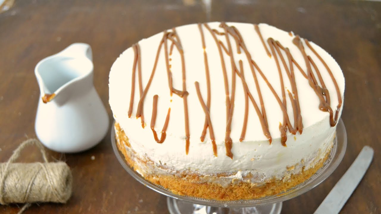 tarta de queso y plátano fría