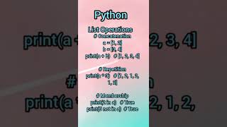 Python#List Operations#Concatination#membership#Repetition
