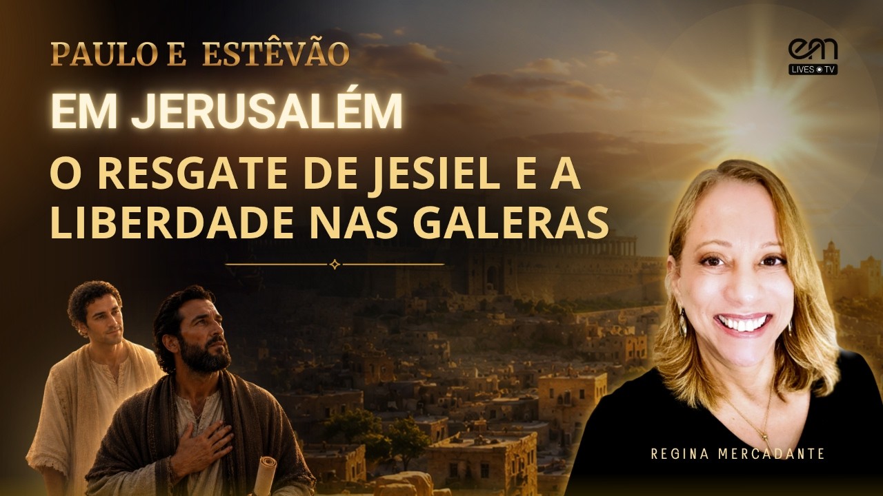 🌟 Produção Exclusiva EM Lives TV – Espiritismo e Mediunidade

➡️ Série: Paulo e Estêvão — Capítulo 3 — Em Jerusalém (Parte 2) — O RESGATE DE JESIEL E A LIBERDADE NAS GALERAS | Episódio #12
📚 Livro: Paulo e Estêvão, de Emmanuel, psicografia de Francisco Cândido Xavier.

🌟 Exposição: Regina Mercadante (SP)
📅 Data: 05/10/2026 (segunda-feira)
🕖 Horário: 19h

🌟 Regina Mercadante é criadora de conteúdo digital e expositora espírita. É fundadora e diretora da EM Digital – Espiritismo e Mediunidade, onde produz e conduz estudos, preces e reflexões à luz da Doutrina Espírita. Atua como voluntária no Instituto Espírita de Educação (SP).

📌 Neste episódio da série Paulo e Estêvão, acompanhamos o desfecho do drama de Jesiel nas galeras. Após contrair uma grave doença ao tratar do jovem patrício Sérgio Paulo, Jesiel corre o risco de ser jogado ao mar. Em um gesto de profunda gratidão e resgate, o jovem patrício intervém em segredo, salvando sua vida e libertando-o com recursos no porto de Jerusalém. Analisaremos as lições de provação, solidariedade e os desígnios da lei de causa e efeito sob a ótica espiritual da obra de Emmanuel.

▶️ Assista à playlist completa:
https://www.youtube.com/playlist?list=PLDGm-W0vSge8

▶️ Conheça o nosso canal:
YouTube – https://www.youtube.com/espiritismoemediunidade

🔹 Produção: EM Lives TV – Espiritismo e Mediunidade
🔹 Realização: EM Digital – Espiritismo e Mediunidade

🌐 Acesse as nossas mídias sociais:

🔹 Site – https://emlives.tv
🔹 YouTube – https://www.youtube.com/espiritismoemediunidade
🔹 Facebook – https://www.facebook.com/espiritismoemediunidade
🔹 Instagram – https://www.instagram.com/espiritismo.mediunidade
🔹 TikTok – https://www.tiktok.com/@espiritismoemediunidade
🔹 Kwai – https://kwai.com/@Emlivestv
🔹 X – https://x.com/EMediunidade

#emlivestv #espiritismoemediunidade #pauloeestevao #emmanuel #franciscocandidoxavier #chicoxavier #paulodetarso #estevao #cristianismoprimitivo #evangelho #doutrinaespirita #jesus #reginamercadante #mediunidade #emdigital #jerusalem #jeziel #sergiopaulo #liberdade #galeras