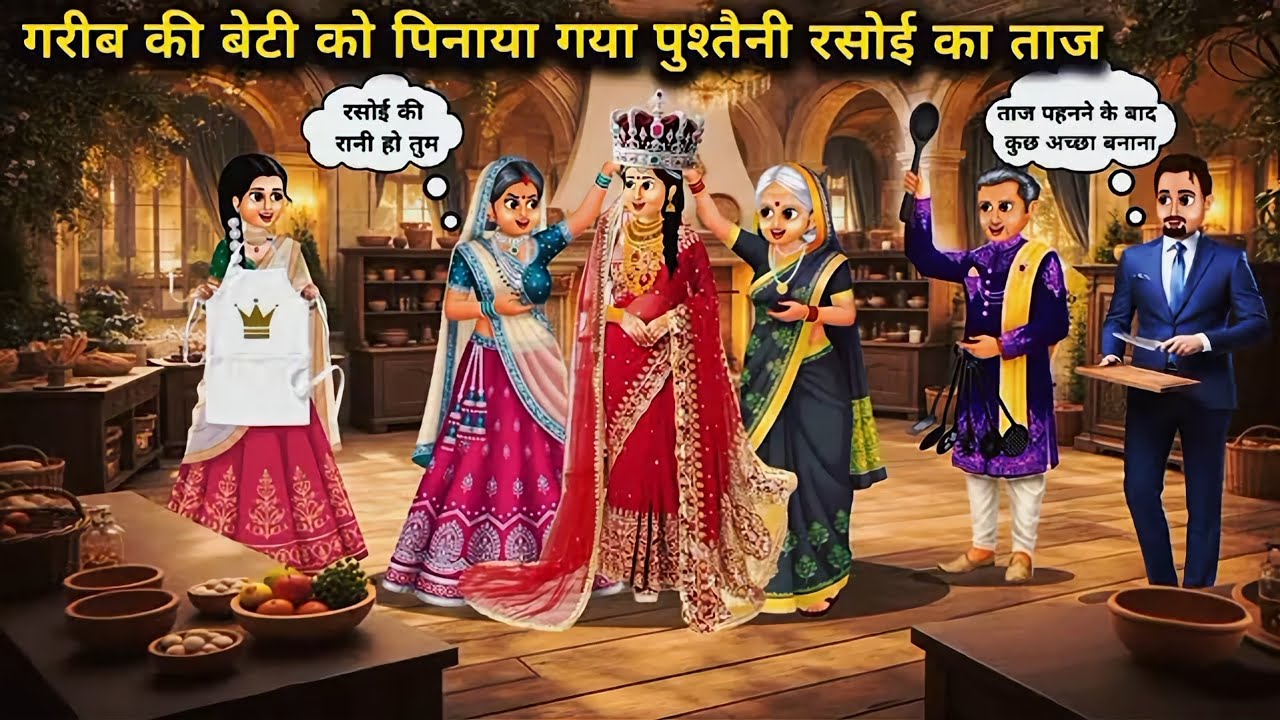 गरीब की बेटी को पिनाया गया पुश्तैनी रसोई का ताज | hindi cartoon story #viral 