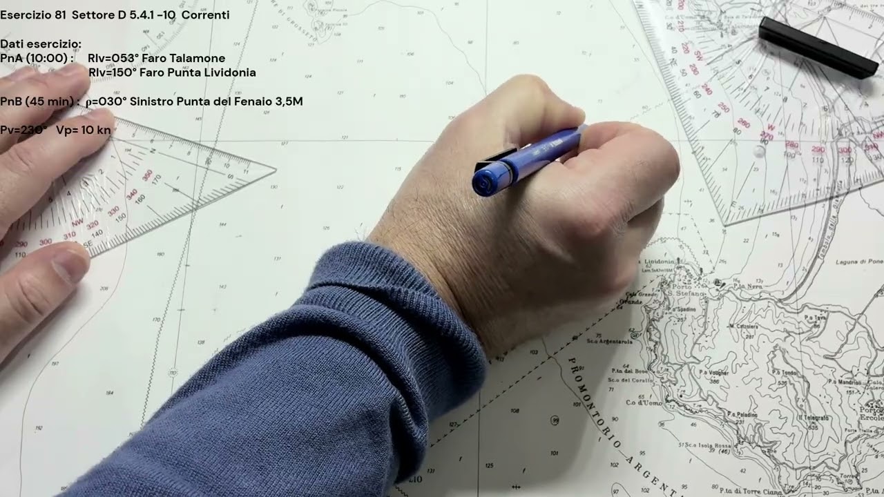 Patente Nautica ep. 81 - Carteggio Oltre Mappa 5D - Correnti (Esercizio 81 - 5.4.1-10)