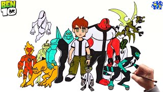 Ben 10 All Aliens Drawing || How to Draw Classic Ben 10 All Aliens Step by Step