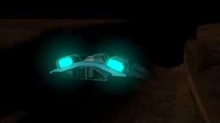 Space Ship through a Canyon